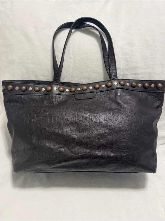 Gucci Handbags - Gucci Dark Brown Horsebit Embossed Leather Babouska Tote